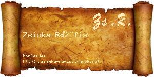 Zsinka Ráfis névjegykártya